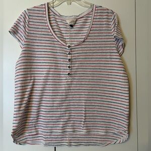 Universal Thread Multicolor Striped Short Sleeve Top